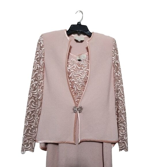 Vintage El.Ana Peach Knit Gown with Jacket M - Picture 3 of 6